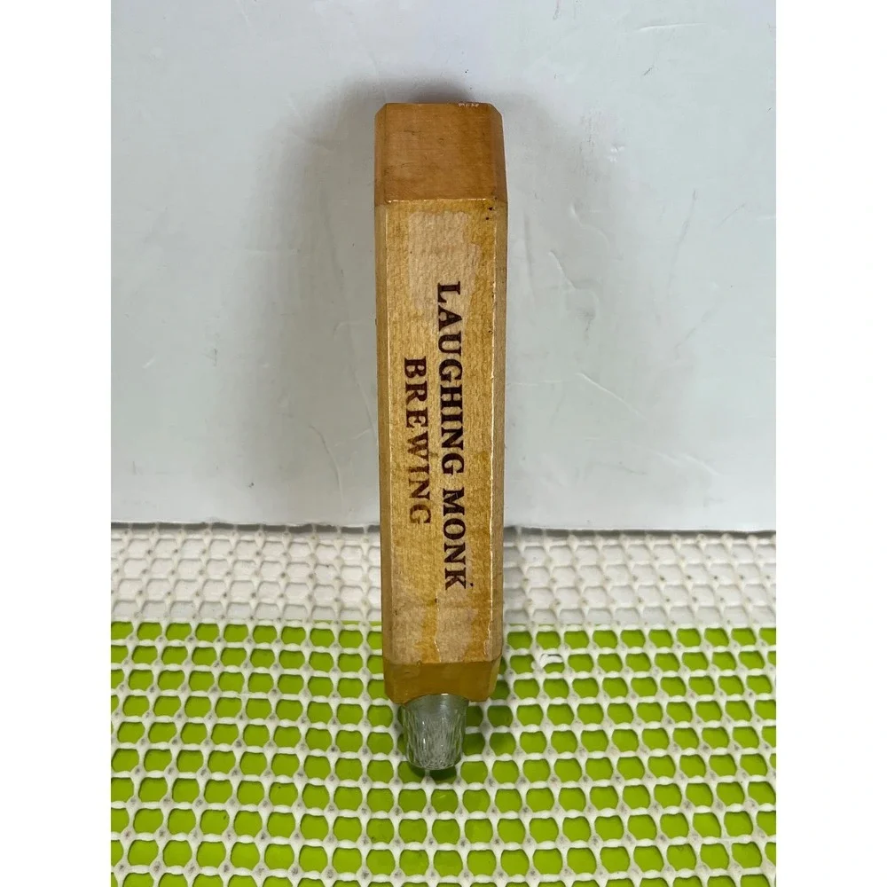 Laughing Monk Brewing Wooden Beer Tap Handle Hexagonal Natural Wood Home Bar